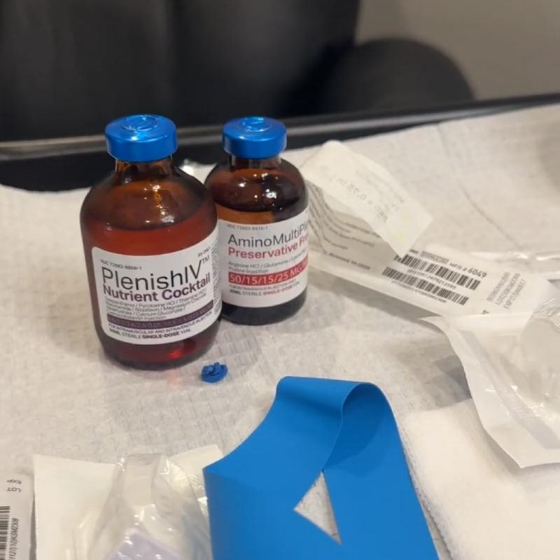 image of Executive IV Therapy bottle in a clinical setting