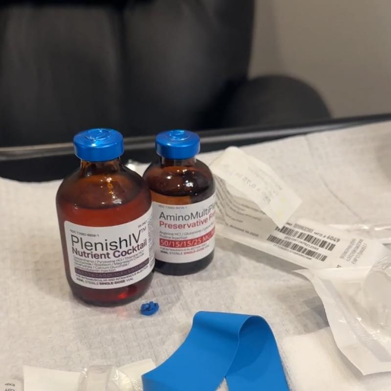 image of Executive IV Therapy bottle in a clinical setting